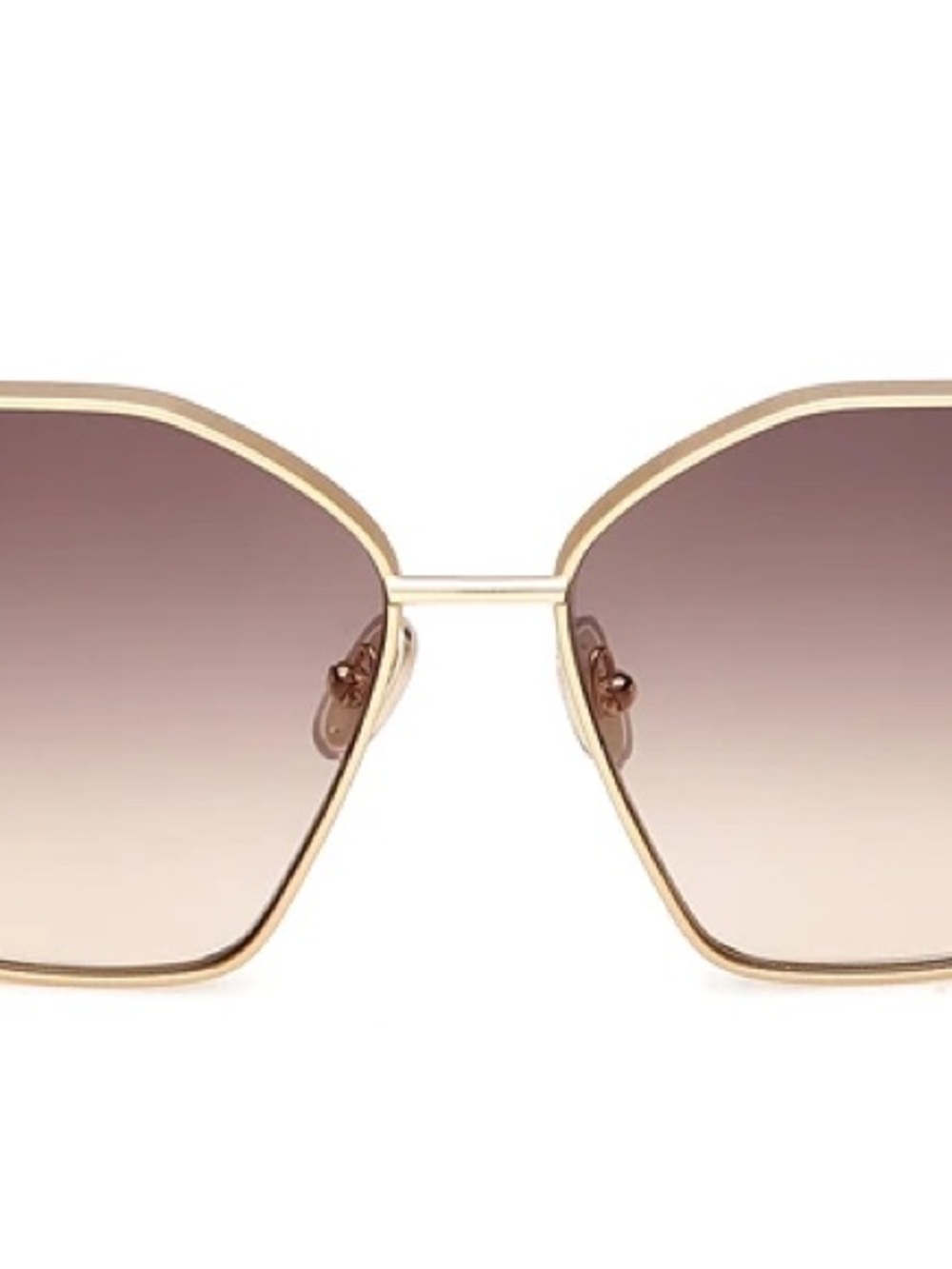 MaxMara Gold Frame Brown Gradient Women's Sunglasses - Hexagonal Lenses